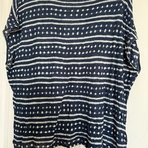 Ralph Lauren Navy and Cream Patterned Tee, size 2X